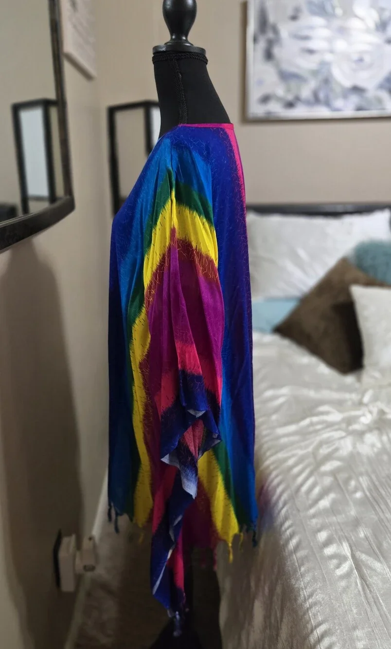 Vibrant Rainbow Striped Poncho OS NWOT!!
